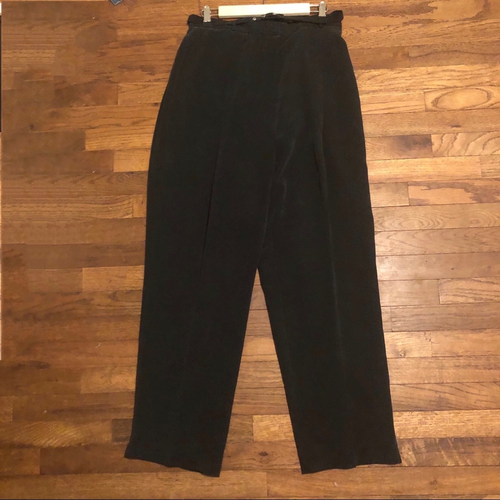 Black straight legged pants with slim belt